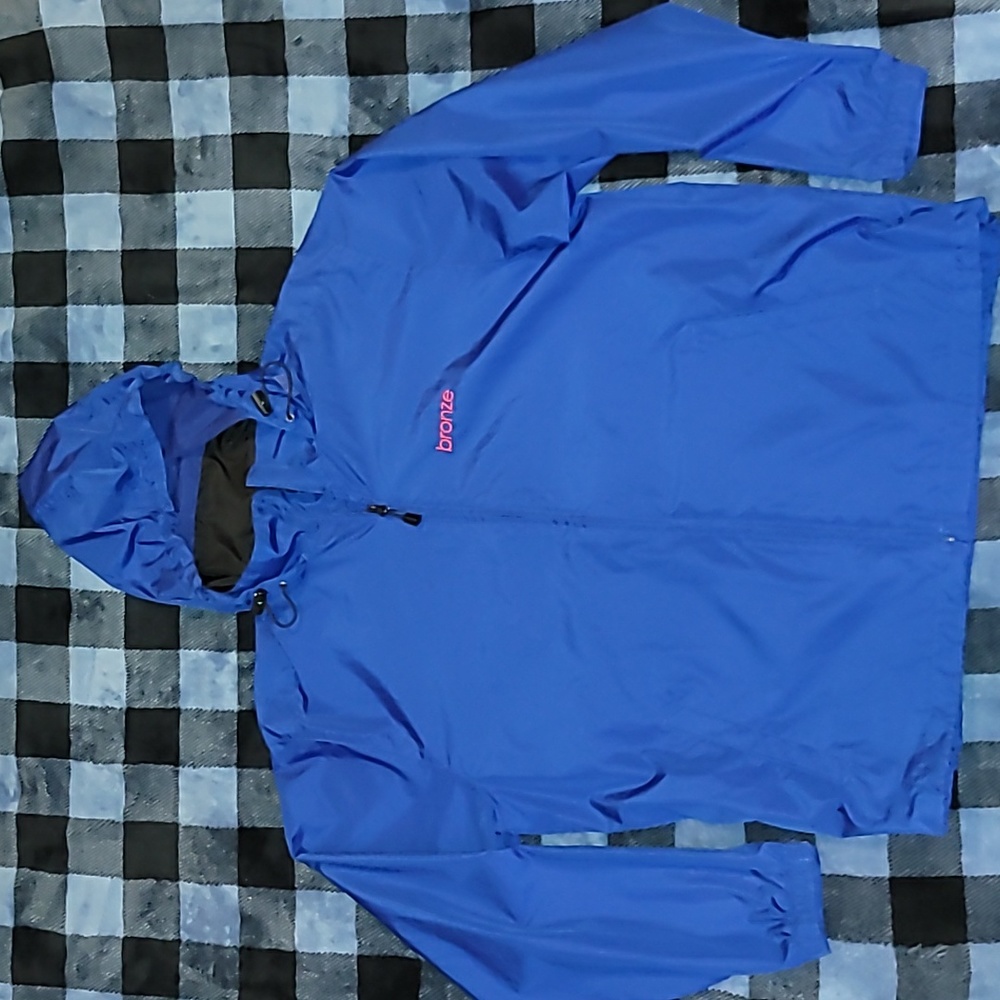 Made in USA. BRONZE.  Windbreaker with hood. Premium. Size Large.